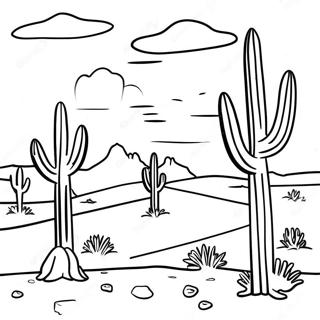 Färgglad New Mexico ökenlandskap färgläggningssida | New Mexico målarbild