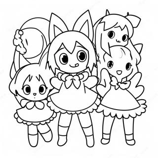 Madoka Magica karaktärsgrupp färgläggningssida | Madoka Magica målarbild