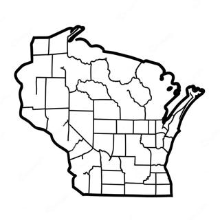 Wisconsin delstatskontur färgläggningssida | Wisconsin målarbild