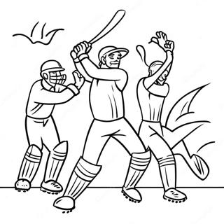 Spännande Gräshoppsmatch Färgläggningssida | Kricket målarbild