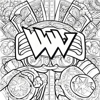 Färgglad WWE Bälte Design Färgläggningssida | WWE-bälte målarbild