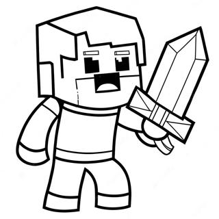 Minecraft Alex med Diamantsvärd Målarbok | Minecraft Alex målarbild