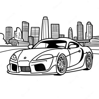 Supra racing scen färgläggningssida | Supra målarbild