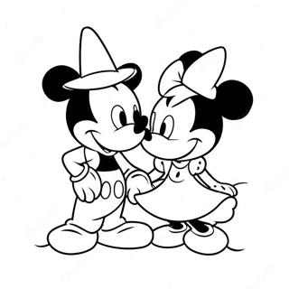 Mickey och Minnie har kul tillsammans färgläggningssida | Mickey och Minnie målarbild