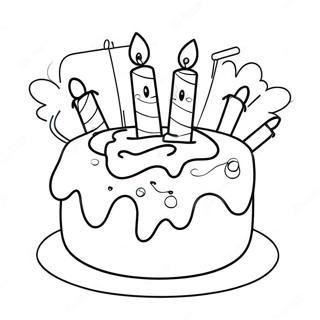 Glad 1-års Födelsedagstårta Målarbok | Glad 1-årsdag målarbild