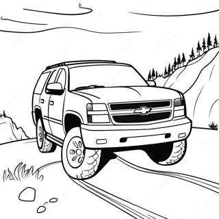 Chevy Tahoe Off-Road Äventyr Målarbok | Chevy Tahoe målarbild