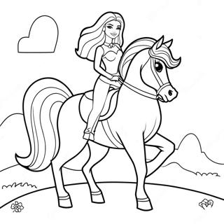 Barbie Rider Ett Majestätiskt Häst Målarbild | Barbie Häst målarbild
