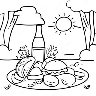 Solig Dags Picknick Målarbild | Sommarroligt målarbild