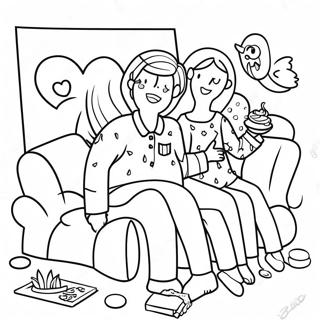 Mysig Pajama Party Målarbild | Pyjamasfest målarbild