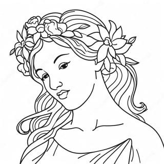 Elegant Afrodite med Blommor Målarbild | Afrodite målarbild