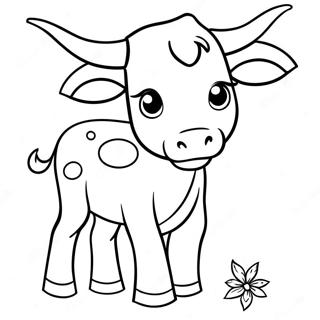 Söt Longhorn Kalv Målarbild | Långhorn målarbild