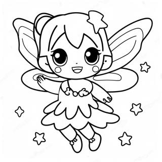 Söt anime-fairy med glittrande vingar målarbild | Anime-fé målarbild