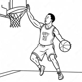 Basketspelare Skjuter en Trepoängare Målarbild | Basketbollspelare målarbild