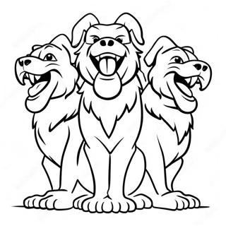 Trehuvud Cerberus Färgläggningssida | Cerberus målarbild