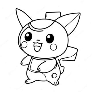 Söt Pikachu i Among Us rymddräkt målarbok | Among Us Pikachu målarbild