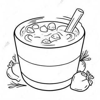 Krämig chowder med grönsaker målarbok | Soppa målarbild