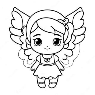 Chibi-tjej med magiska vingar färgläggningssida | Chibi Flicka målarbild