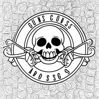 Guns and Roses logotyp färgläggningssida | Vapen och Rosor målarbild