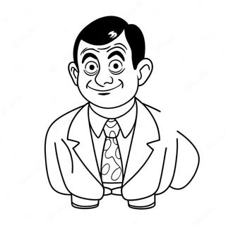 Mr Bean i knasig kostym färgläggningssida | Mr Bean målarbild