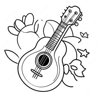 Söt Tecknad Mandolin Färgläggningssida | Mandolin målarbild
