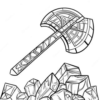 Diamant Minecraft Yxa Färgläggningssida | Minecraft Yxa målarbild