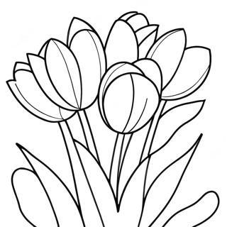 Färgglada tulpaner i blomning målarbild | Vårblommor målarbild