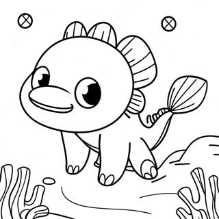 Minecraft Axolotl Simma i Vatten Målarbild | Minecraft Axolotl målarbild