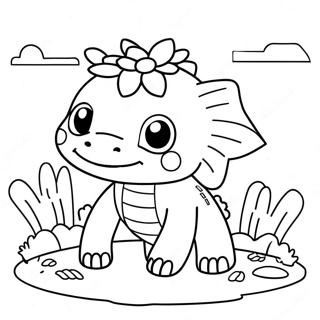 Söt Minecraft Axolotl med Blommor Målarbild | Minecraft Axolotl målarbild