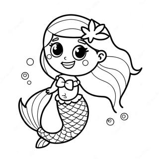 Söt Lol Sjöjungfru med Glittrande Svans Målarbild | Lol Sjöjungfru målarbild
