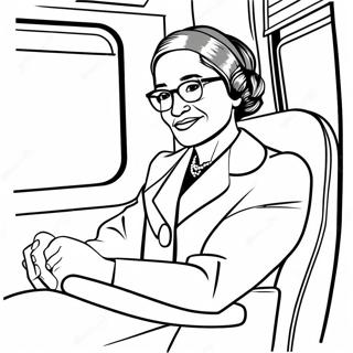 Rosa Parks sitter på bussen färgläggningssida | Rosa Parks målarbild