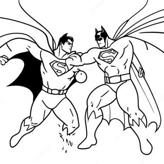 Batman vs Superman episkt strid färgläggningssida | Batman mot Superman målarbild