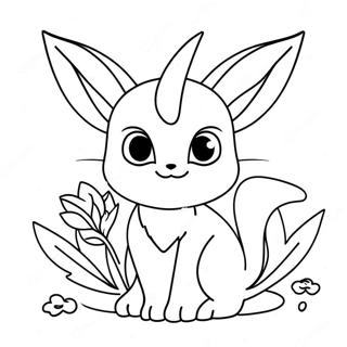 Söt Espeon med blommor färgläggningssida | Espeon målarbild