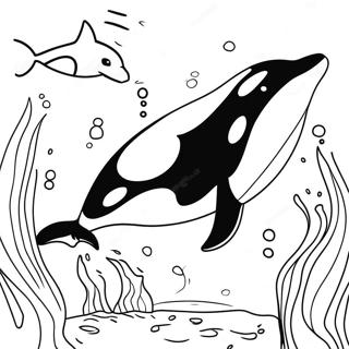 Lekfull orka simmande färgläggningssida | Orca målarbild