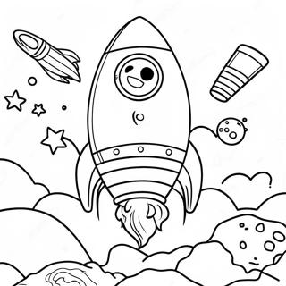 Detaljerad Raket med Astronauter Målarbild | Realistisk Raket målarbild