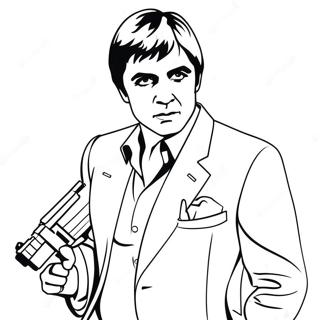 Scarface med pistol färgläggningssida | Scarface målarbild
