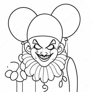 Krypande Clown med Ballonger Målarbild | Skrämmande Clown målarbild