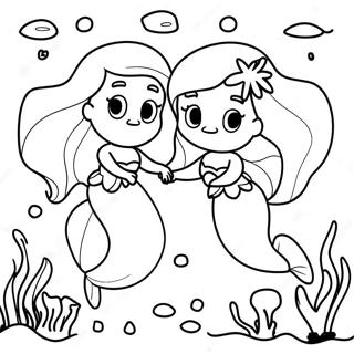 Ariel och Melody Underwater Äventyr Färgläggningssida | Ariel och Melody målarbild