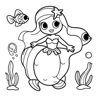 Ariel med Färgglada Fiskar Färgläggningssida | Ariel och Melody målarbild
