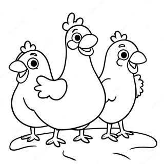 Roliga karaktärer från Chicken Run färgläggningssida | Kycklingflykt målarbild