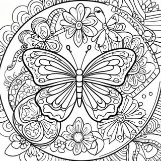 Fjäril mandala färgläggningssida | Fjäril för vuxna målarbild