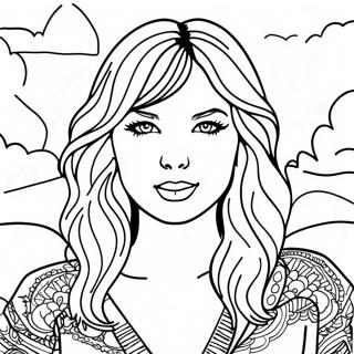 Taylor Swift Evermore albumomslag färgläggningssida | Taylor Swift Evermore målarbild