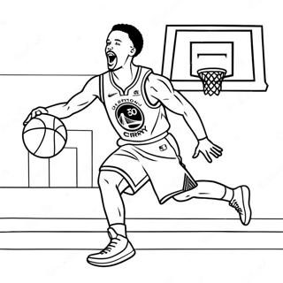 Steph Curry skjuter trepoängare färgläggningssida | Steph Curry målarbild