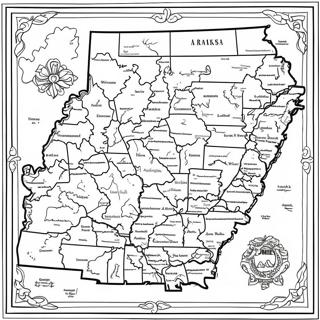 Arkansas Stat Karta Färgläggningssida | Arkansas målarbild