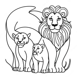 Lejonfamilj Färgläggningssida | Lejonfamilj målarbild