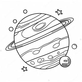Färgglad Jupiter med månar färgläggningssida | Jupiter målarbild