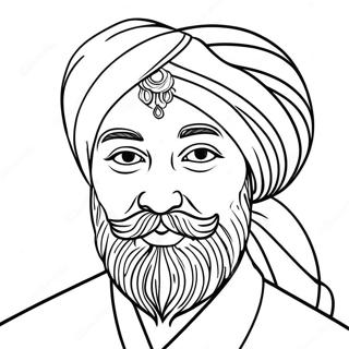 Färgglad sikh-turban färgläggningssida | Sikh målarbild