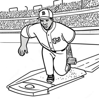Jackie Robinson glidande in i hemplattan färgläggningssida | Jackie Robinson målarbild