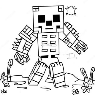 Skrämmande Minecraft Mutant Skeleton Färgläggningssida | Minecraft Mutant Skelett målarbild
