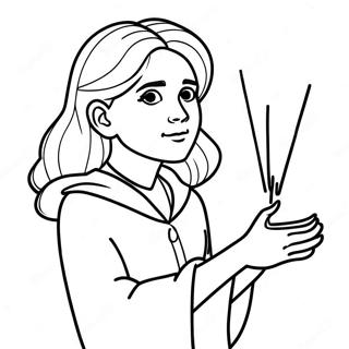 Hermione Utför en Besvärjelse Färgläggningssida | Hermione målarbild