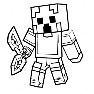 Minecraft Steve i Skinande Diamantrustning Målarbild | Diamant Rustning Minecraft Steve målarbild